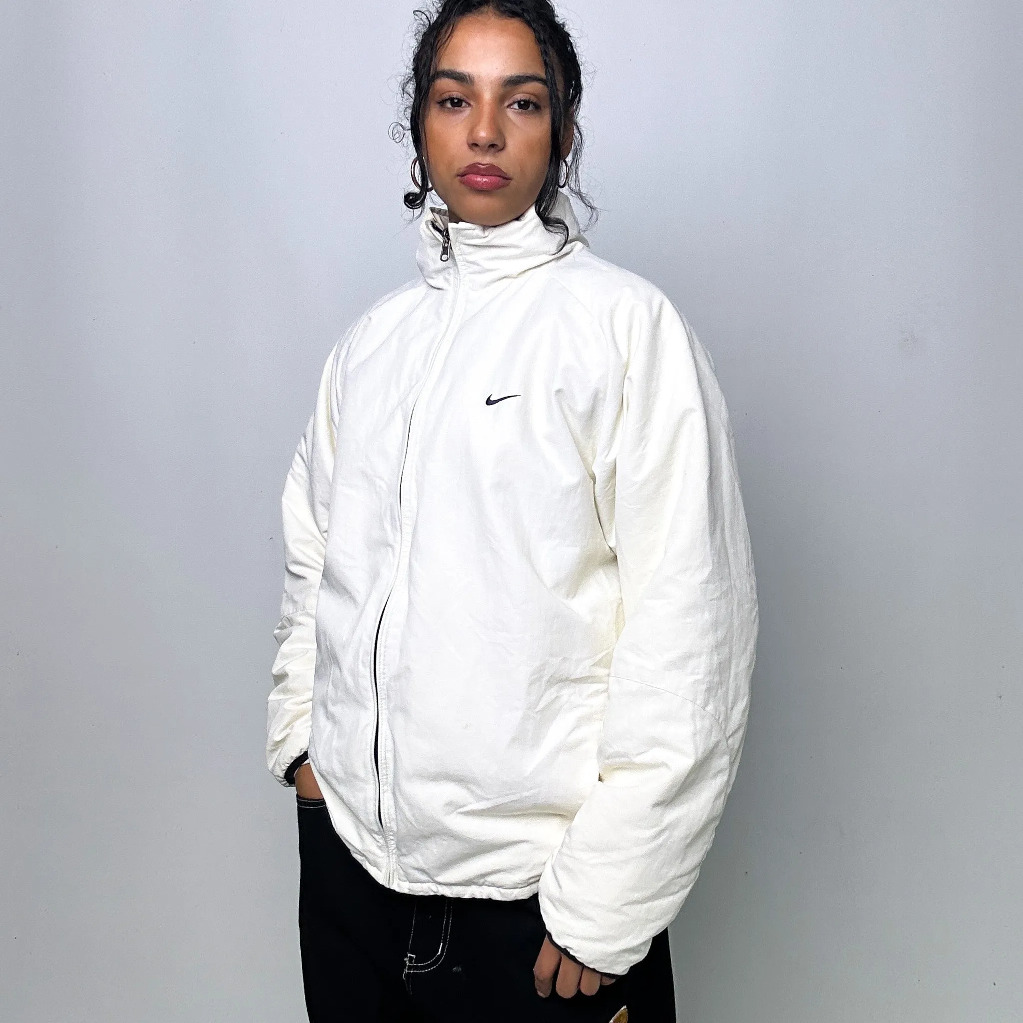 White y2ks NIKE Puffer Jacket Coat (L)