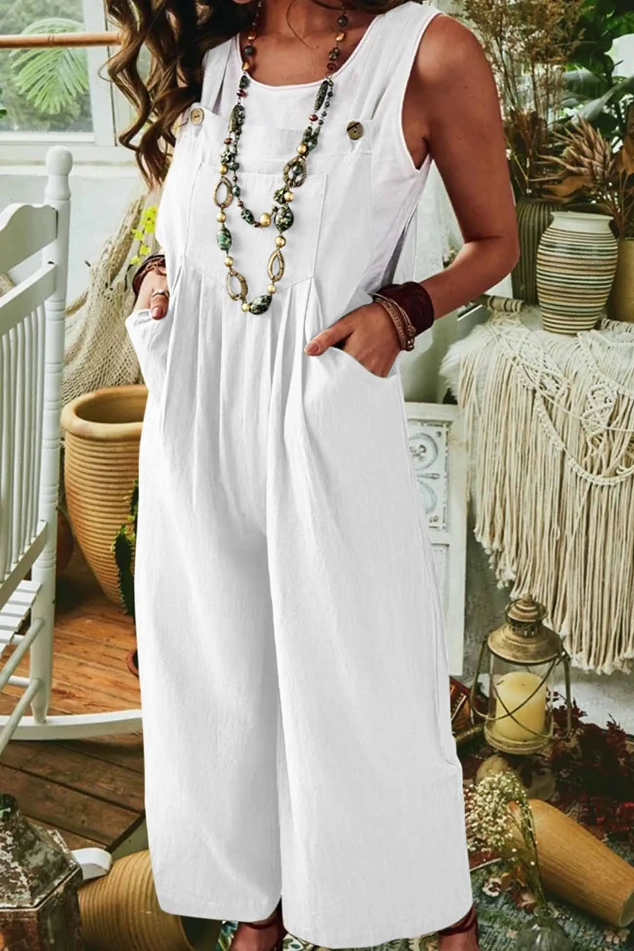 Wide Leg Pocket Sleeveless Jumpsuits