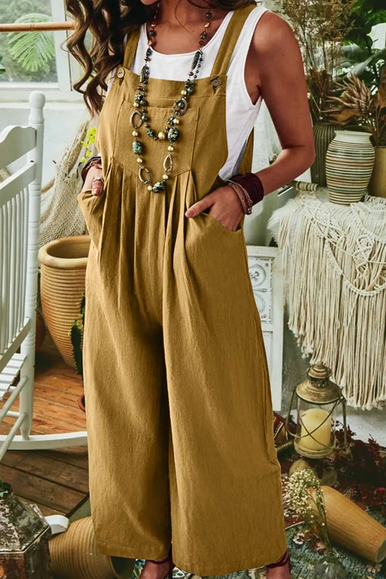 Wide Leg Pocket Sleeveless Jumpsuits