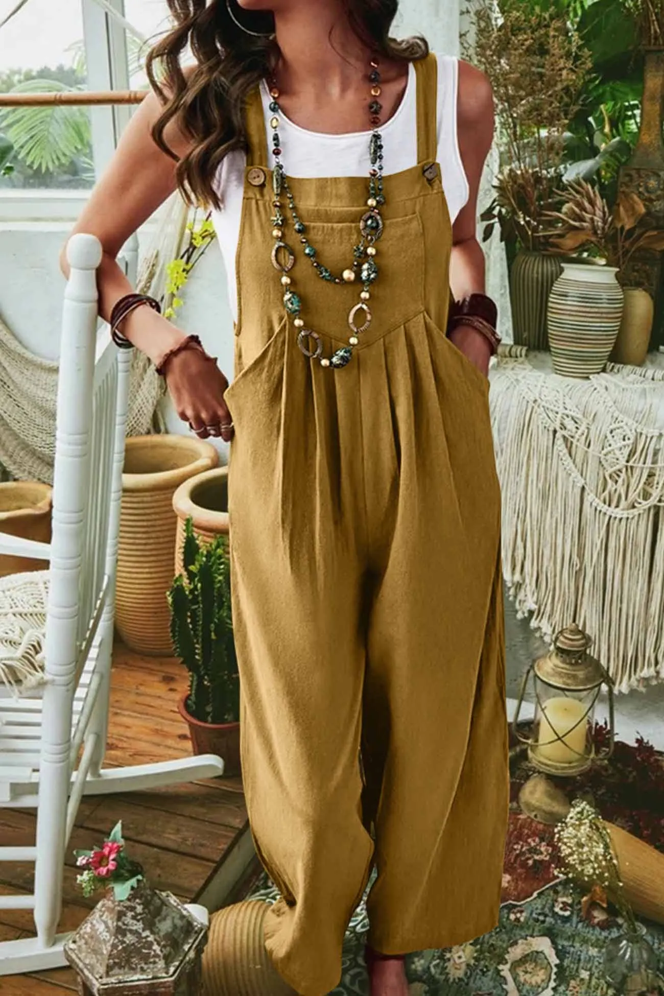 Wide Leg Pocket Sleeveless Jumpsuits