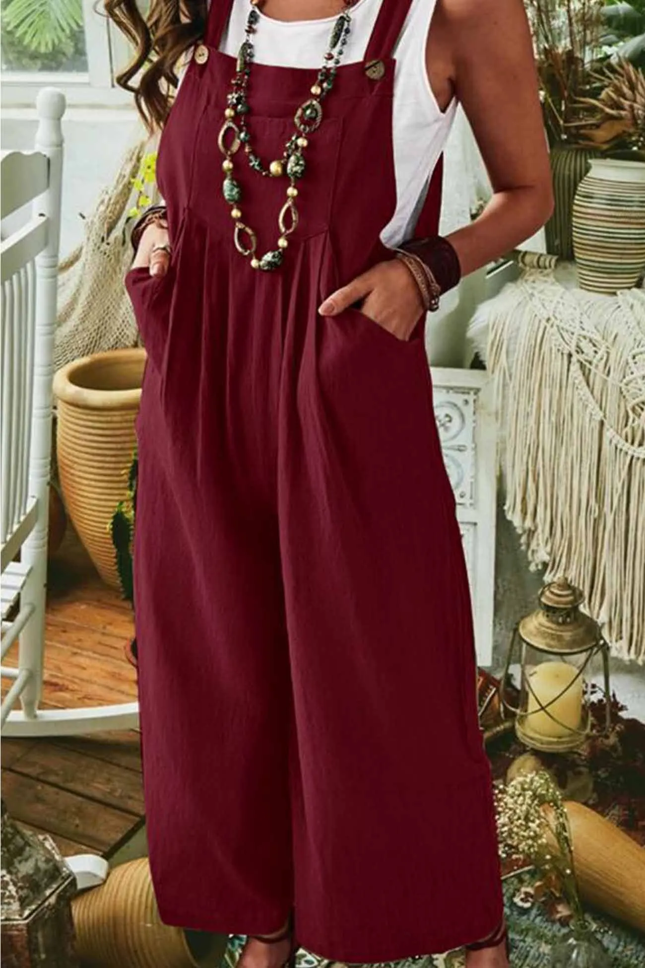 Wide Leg Pocket Sleeveless Jumpsuits