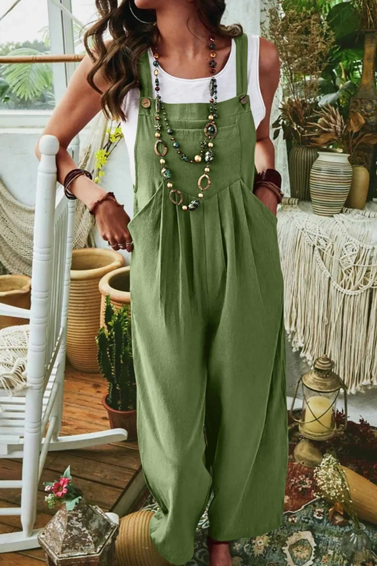 Wide Leg Pocket Sleeveless Jumpsuits