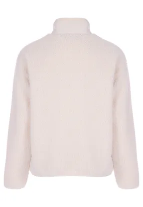 Womens Cream Plain Fleece Borg Jumper