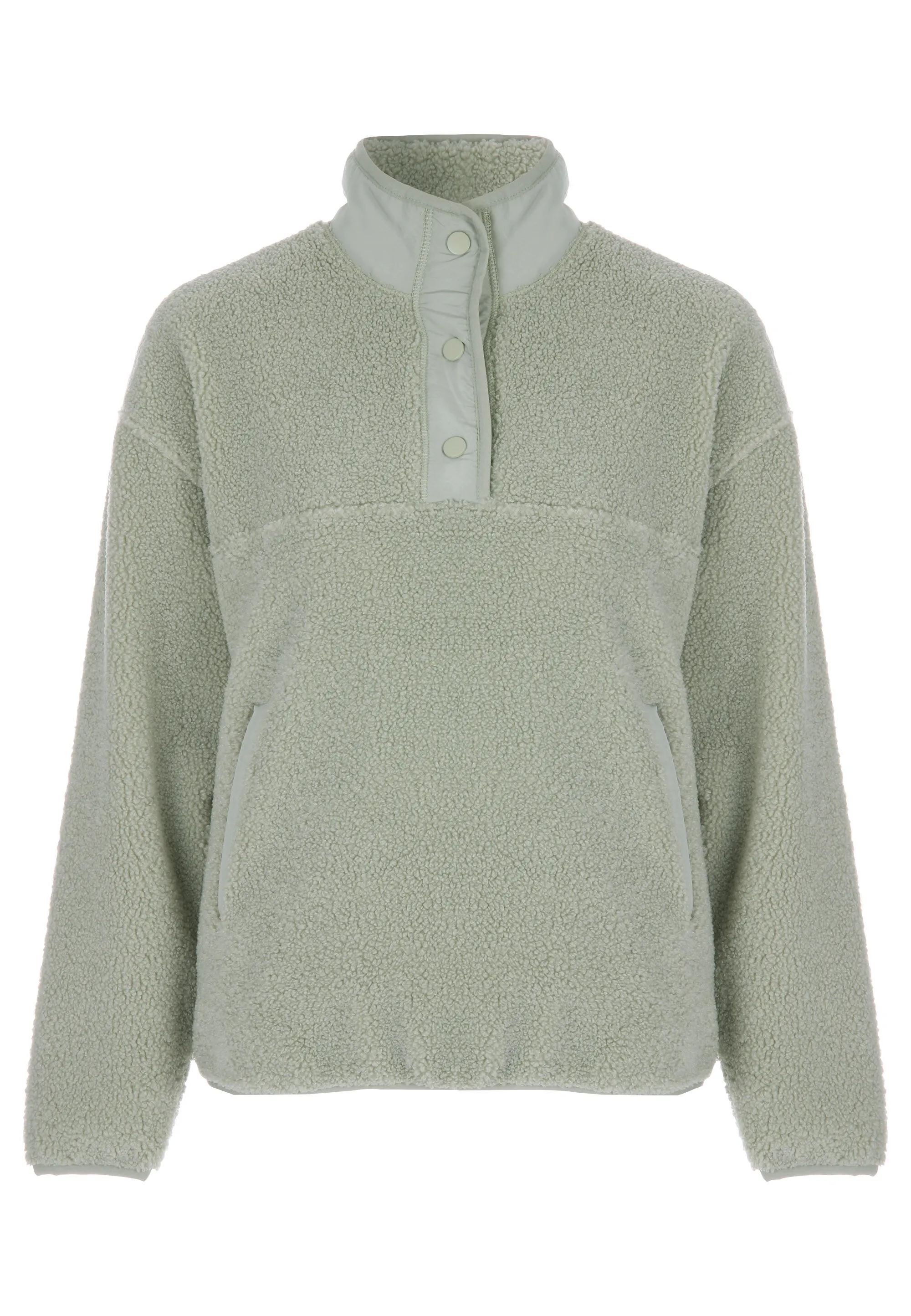 Womens Green Plain Fleece Borg Jumper