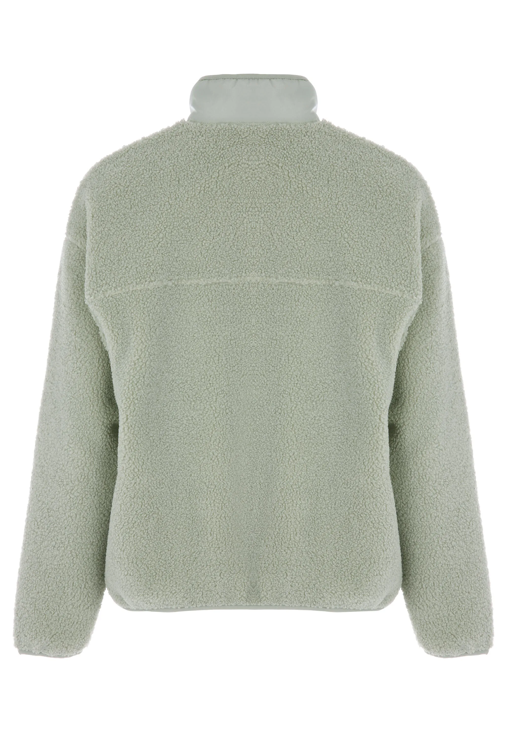 Womens Green Plain Fleece Borg Jumper