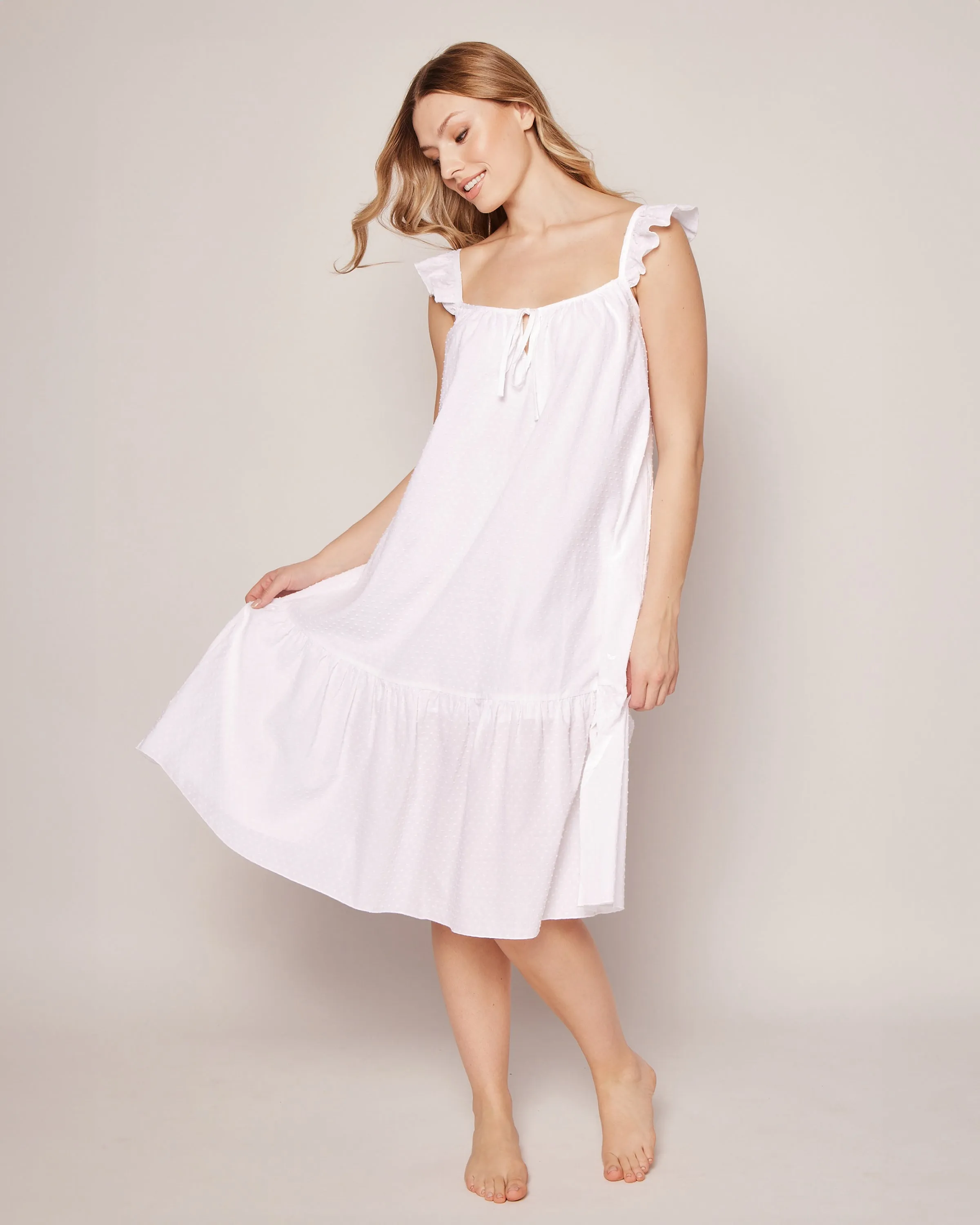 Women's Swiss Dots Celeste Nightgown in White