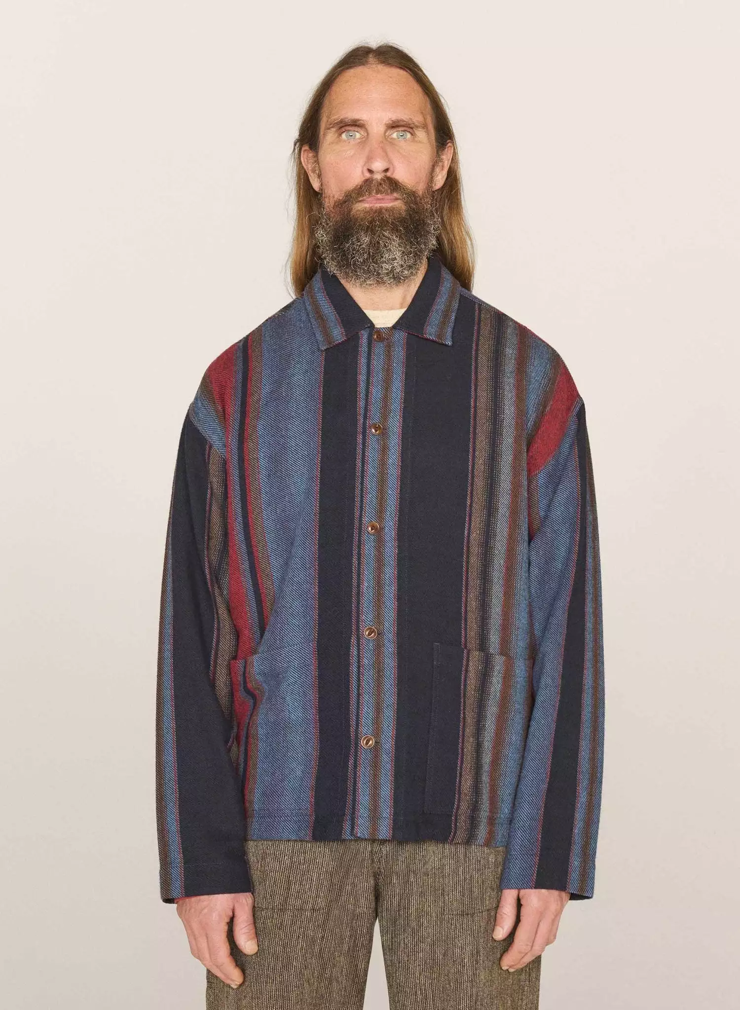 YMC PJ Overshirt blue multi